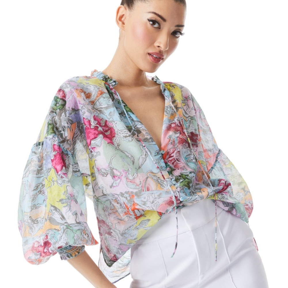 A+O Alice & Olivia X LOLA SCHNABEL JULIUS TUNIC TOP sz Small